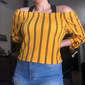 Yellow stripped Crop Top!!!!